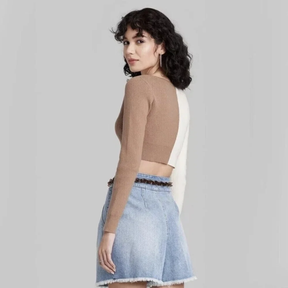 Wild Fable | Two-Tone Cropped Cardigan - XL - Picture 3 of 6